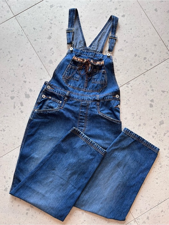 L.A. Blues Pants - Vintage 90s Y2K L.A. Blues Dark Wash Denim Overalls - Size Medium